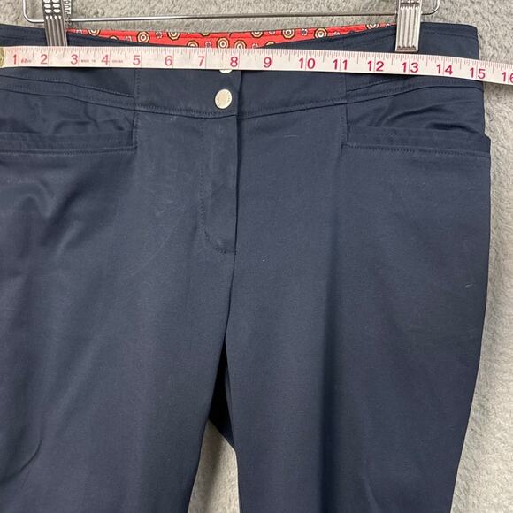 Tail Women's Golf Pants Navy Blue Crop Length Silver Snap Detail SZ 2 Athleisure - Picture 3 of 11